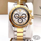 Buy Shop Versace Classic Chronograph Quartz Silver Dial Two Tone Steel Strap Watch For Men - VEV700519 USA Online