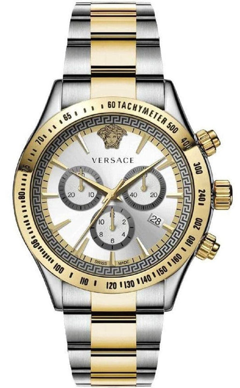 Buy Shop Versace Classic Chronograph Quartz Silver Dial Two Tone Steel Strap Watch For Men - VEV700519 USA Online