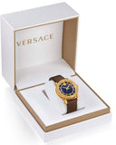 Buy Shop Versace Code Quartz Blue Dial Brown Leather Strap Watch For Men - VEPO00220 USA Online