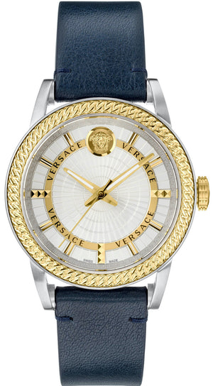 Buy Shop Versace Viamond Quartz White Dial Blue Leather Strap Watch For Men - VEPO00120 USA Online