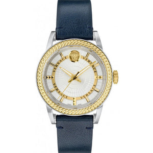 Buy Shop Versace Viamond Quartz White Dial Blue Leather Strap Watch For Men - VEPO00120 USA Online