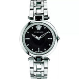 Buy Shop Versace Crystal Gleam Guilloche Black Dial Silver Steel Strap Watch for Women - VAN030016 USA Online