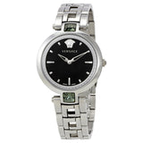 Buy Shop Versace Crystal Gleam Guilloche Black Dial Silver Steel Strap Watch for Women - VAN030016 USA Online