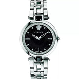 Buy Shop Versace Crystal Gleam Guilloche Black Dial Silver Steel Strap Watch for Women - VAN030016 USA Online