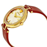 Buy Shop Versace Crystal Gleam White Dial Red Leather Strap Watch For Women - VAN040016 USA Online