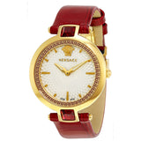 Buy Shop Versace Crystal Gleam White Dial Red Leather Strap Watch For Women - VAN040016 USA Online