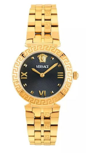 Buy Shop Versace Daphnis Quartz Black Dial Gold Steel Strap Watch for Women - VEOCA0524 USA Online