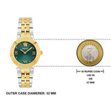 Buy Shop Versace Daphnis Quartz Green Dial Two Tone Steel Strap Watch for Women - VEOCA0424 USA Online