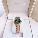 Buy Shop Versace Daphnis Quartz Green Dial Two Tone Steel Strap Watch for Women - VEOCA0424 USA Online