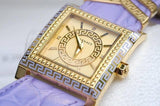 Buy Shop Versace Day Glam Chronograph Gold Dial Purple Leather Strap Watch for Women - VQF040015 USA Online