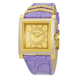 Buy Shop Versace Day Glam Chronograph Gold Dial Purple Leather Strap Watch for Women - VQF040015 USA Online