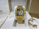 Buy Shop Versace Dominus Chronograph Black Dial Gold Steel Strap Watch For Men - VE6H00523 USA Online