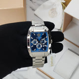 Buy Shop Versace Dominus Chronograph Blue Dial Silver Steel Strap Watch For Men - VE6H00423 USA Online