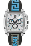 Buy Shop Versace Dominus Chronograph Silver Dial Black Rubber Strap Watch For Men - VE6H00123 USA Online