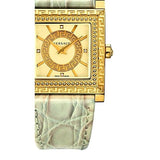 Buy Shop Versace DV-25 Gold Dial Off White Leather Strap Watch for Women - VQF030015 USA Online