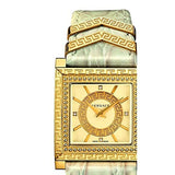 Buy Shop Versace DV-25 Gold Dial Off White Leather Strap Watch for Women - VQF030015 USA Online
