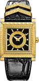 Buy Shop Versace VD-25 Diamonds Black Dial Black Leather Strap Watch for Women - VQF020015 USA Online