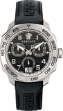 Buy Shop Versace Dylos Analog Black Dial Black Leather Strap Watch for Men - VQC010015 USA Online