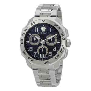 Buy Shop Versace Dylos Chronograph Blue Dial Silver Steel Strap Watch for Men - VQC090016 USA Online