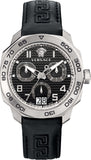 Buy Shop Versace Dylos Analog Black Dial Black Leather Strap Watch for Men - VQC010015 USA Online
