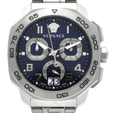 Buy Shop Versace Dylos Chronograph Blue Dial Silver Steel Strap Watch for Men - VQC090016 USA Online