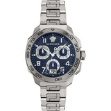 Buy Shop Versace Dylos Chronograph Blue Dial Silver Steel Strap Watch for Men - VQC090016 USA Online