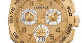 Buy Shop Versace Dylos Chronograph Gold Dial Gold Steel Strap Watch for Men - VQC040015 USA Online