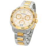 Buy Shop Versace Dylos Chronograph Silver Dial Two Tone Steel Strap Watch for Men - VQC030015 USA Online