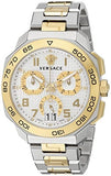 Buy Shop Versace Dylos Chronograph Silver Dial Two Tone Steel Strap Watch for Men - VQC030015 USA Online