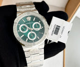 Buy Shop Versace Grace Chronograph Quartz Green Dial Silver Steel Strap Watch For Men - VEZ900121 USA Online