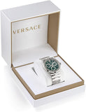 Buy Shop Versace Grace Chronograph Quartz Green Dial Silver Steel Strap Watch For Men - VEZ900121 USA Online