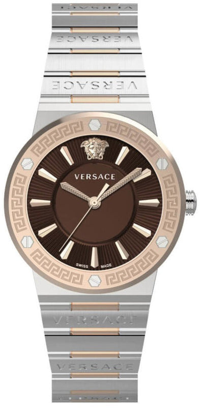 Buy Shop Versace Grace Quartz Brown Dial Two Tone Steel Strap Watch For Women - VEVH01220 USA Online