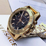 Buy Shop Versace Greca Action Chronograph Black Dial Gold Steel Strap Watch For Men - VE3J00622 USA Online