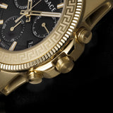 Buy Shop Versace Greca Action Chronograph Black Dial Gold Steel Strap Watch For Men - VE3J00622 USA Online