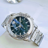Buy Shop Versace Greca Action Chronograph Quartz Green Dial Silver Steel Strap Watch for Men - VE3J00422 USA Online