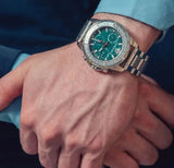 Buy Shop Versace Greca Action Chronograph Quartz Green Dial Silver Steel Strap Watch for Men - VE3J00422 USA Online