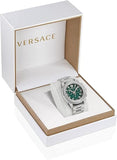 Buy Shop Versace Greca Action Chronograph Quartz Green Dial Silver Steel Strap Watch for Men - VE3J00422 USA Online