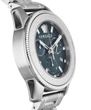 Buy Shop Versace Greca Action Chronograph Quartz Green Dial Silver Steel Strap Watch for Men - VE3J00422 USA Online