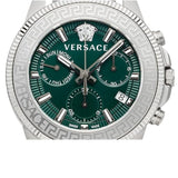 Buy Shop Versace Greca Action Chronograph Quartz Green Dial Silver Steel Strap Watch for Men - VE3J00422 USA Online