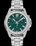 Buy Shop Versace Greca Action Chronograph Quartz Green Dial Silver Steel Strap Watch for Men - VE3J00422 USA Online