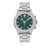 Buy Shop Versace Greca Action Chronograph Quartz Green Dial Silver Steel Strap Watch for Men - VE3J00422 USA Online