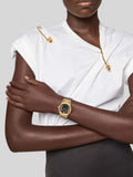 Buy Shop Versace Greca Black Dial Black Leather Strap Watch for Women - VEVH00320 USA Online