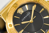 Buy Shop Versace Greca Black Dial Black Leather Strap Watch for Women - VEVH00320 USA Online
