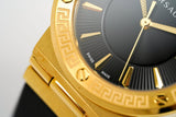 Buy Shop Versace Greca Black Dial Black Leather Strap Watch for Women - VEVH00320 USA Online