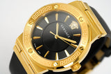 Buy Shop Versace Greca Black Dial Black Leather Strap Watch for Women - VEVH00320 USA Online