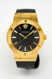 Buy Shop Versace Greca Black Dial Black Leather Strap Watch for Women - VEVH00320 USA Online
