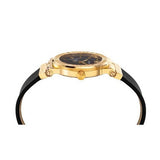 Buy Shop Versace Greca Black Dial Black Leather Strap Watch for Women - VEVH00320 USA Online