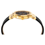 Buy Shop Versace Greca Black Dial Black Leather Strap Watch for Women - VEVH00320 USA Online