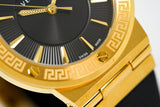 Buy Shop Versace Greca Black Dial Black Leather Strap Watch for Women - VEVH00320 USA Online