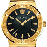 Buy Shop Versace Greca Black Dial Black Leather Strap Watch for Women - VEVH00320 USA Online